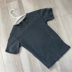 Realisation Par Tshirt ribbed crop short sleeve womens Black (xsmall) casual